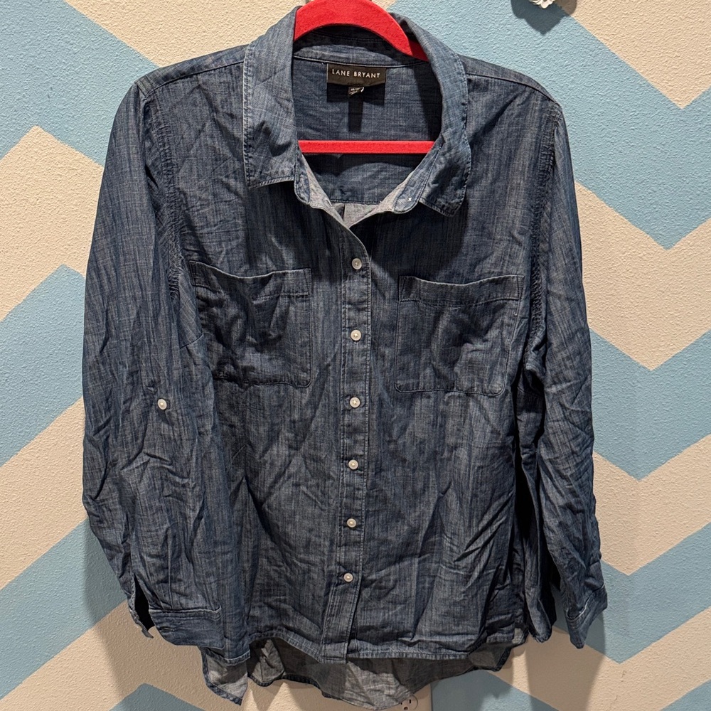 Lane Bryant Blue Button Down Shirt